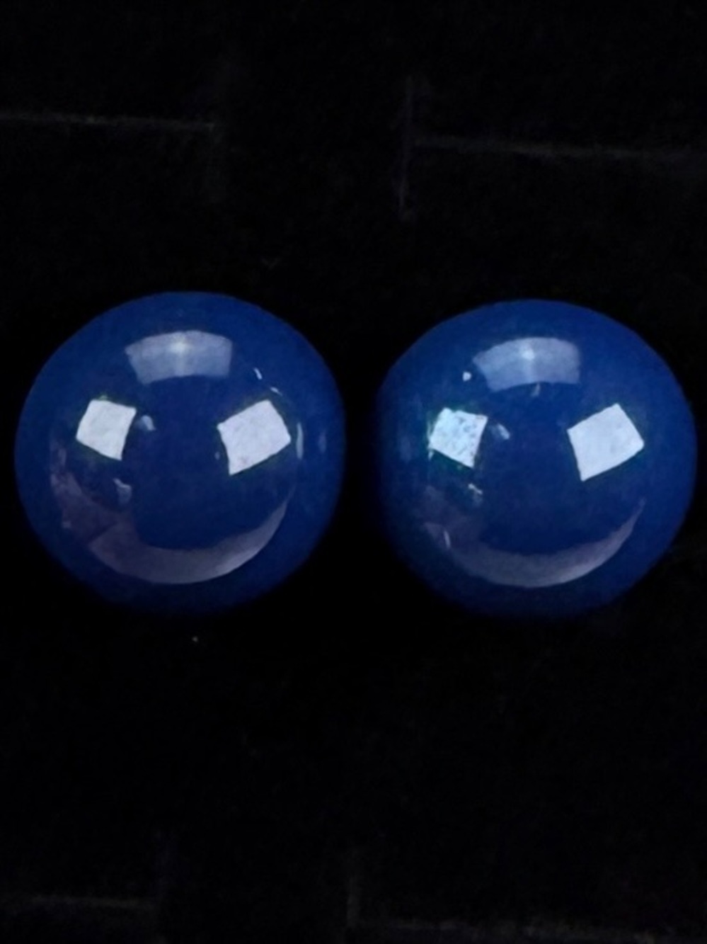 Super cute button style costume clip on earrings navy blue